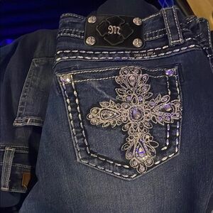 Miss Me Blue Embellished Designer Jeans